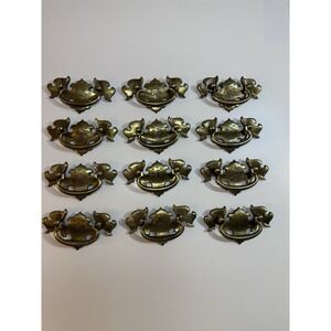 Vintage Brass Bail Drawer Pulls 2.4" Center Utilitarian Style Set of 12